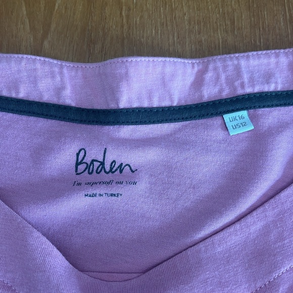 Boden Super Soft Short Sleeve T-Shirt, Boat Neckline, Dusty Rose, Size 12 - Picture 9 of 13